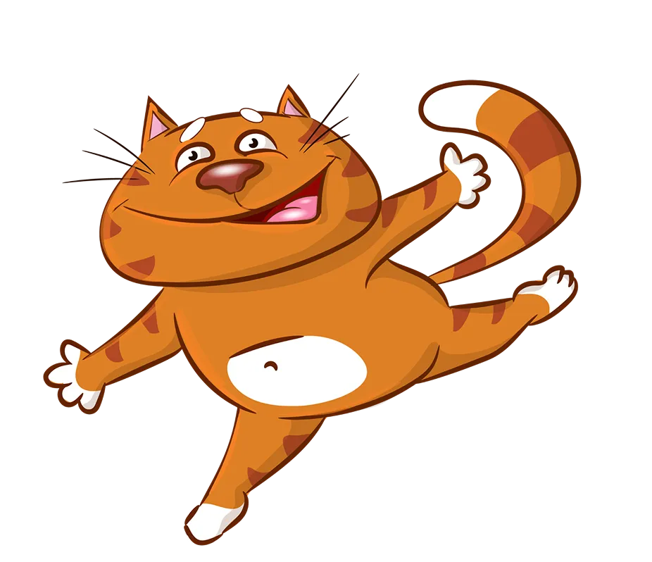 Веселий рудий кіт що танцює на поляні